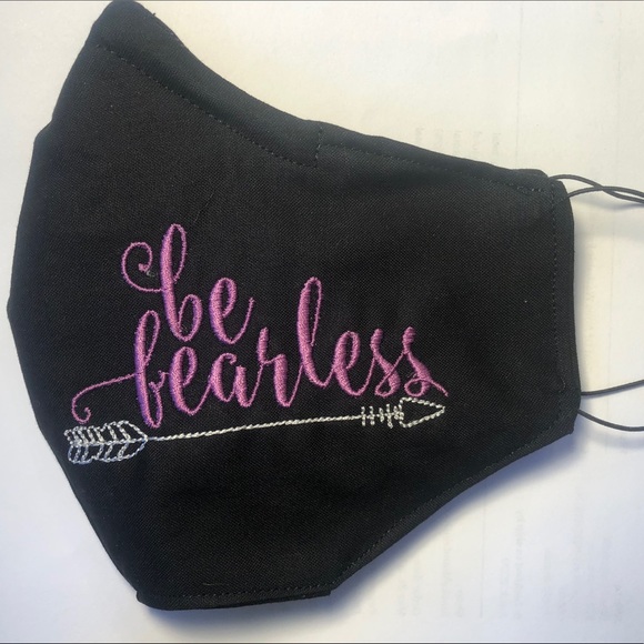 Be Fearless Embroidered Boho Face Mask With Filter - Picture 2 of 4